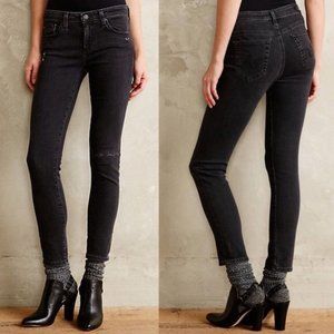 AG Adriano Goldschmied Stevie Distressed Ankle Jeans in Black